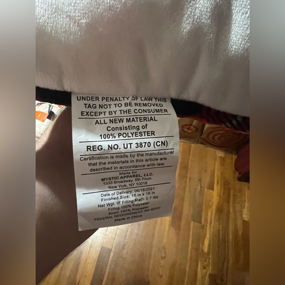 Fa La La La Pillow with Buffalo Plaid Print Back - Picture 3 of 3